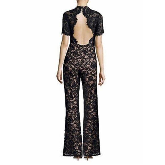 NWT Alexis Kelie Short Sleeve Lace Open Back Jumpsuit Black Size XS - Picture 15 of 15